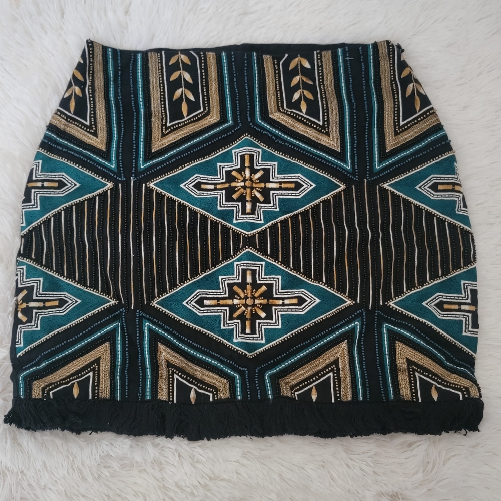 H & M Beaded Southwestern Themed Skirt